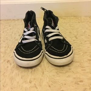 Black and white high top toddler vans